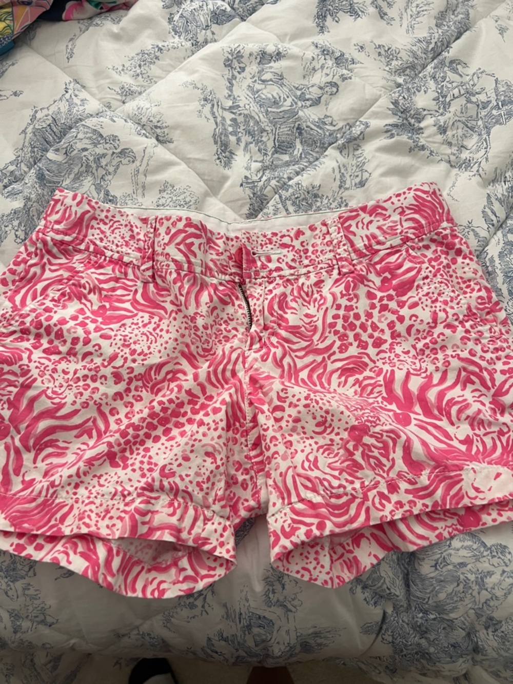Lilly Pulitzer Hot Pink and White Animal Print Jean Shorts